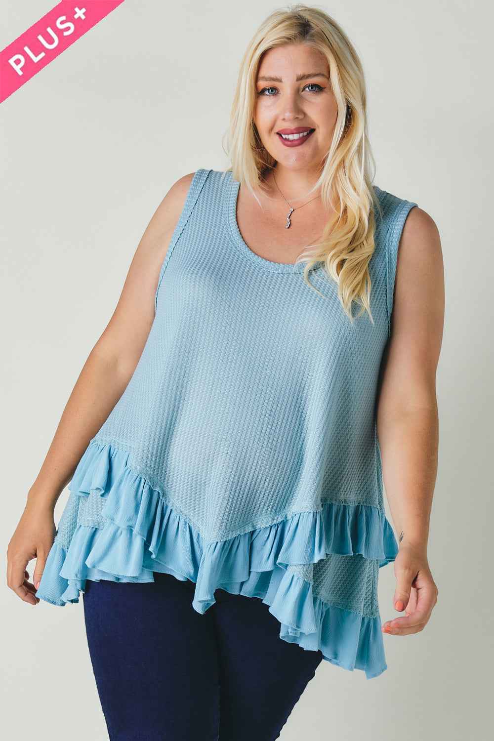 Plus Size Plus Scoope Neck Sleeveless Ruffle Tunic β Stylish & Comfortable β menβs fashion, stylish and versatile