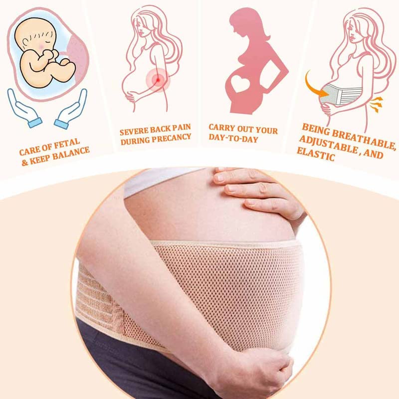 Belly Band for Pregnancy Maternity Belt Pregnancy Support Belt Bump Band Abdominal Brace Belt - Relieve Lower Back, Pelvic and Hip Pain (Black/One size)