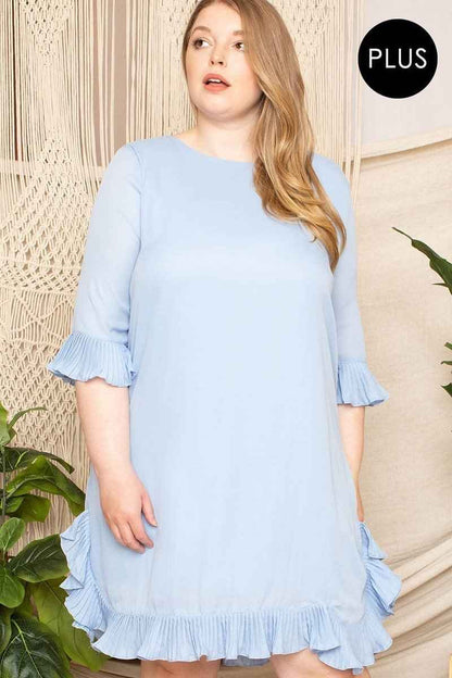 Plus Size Pleated Ruffle Detailed Mini Dress – Stylish & Comfortable – men’s fashion, stylish and versatile