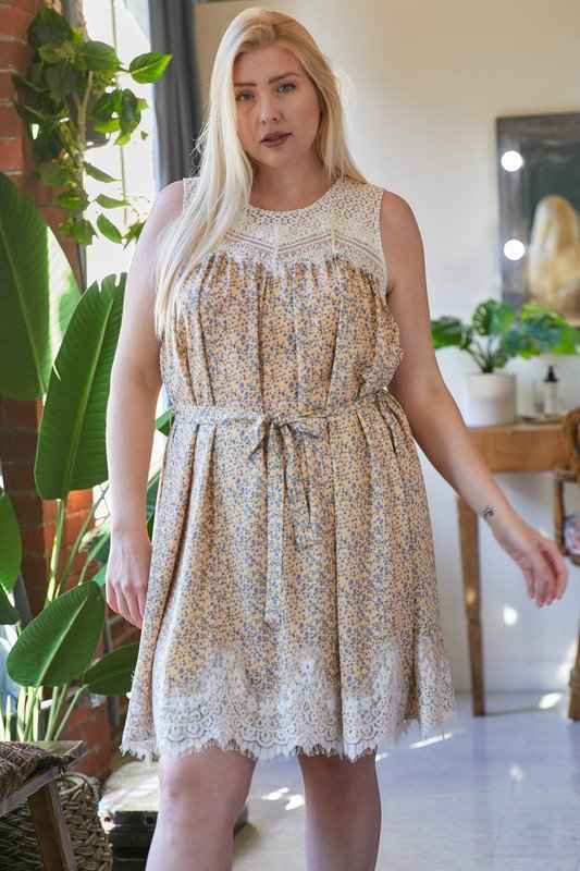 Plus Size Plus Printed Round Neck Sleeveless Mini Dress – Stylish & Comfortable – men’s fashion, stylish and versatile