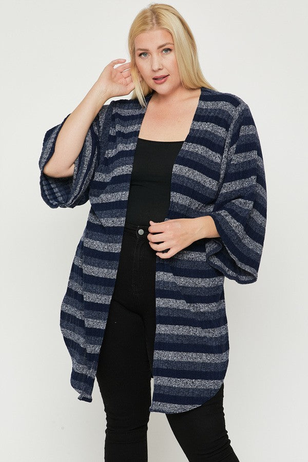 Plus Size Multi-color Striped Cardigan – Stylish & Comfortable – men’s fashion, stylish and versatile