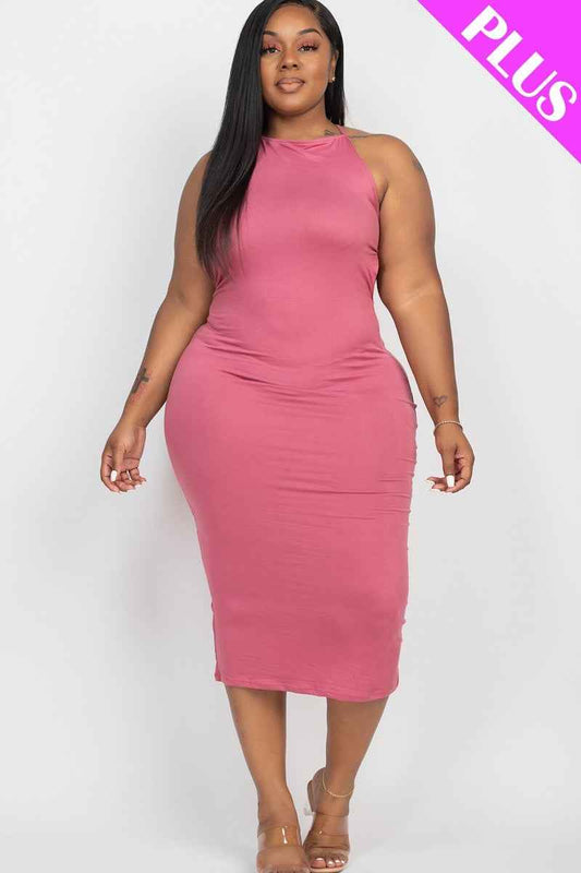 Plus Size Plus Open Back Criscross Maxi Fashion Dress – Stylish & Comfortable – men’s fashion, stylish and versatile