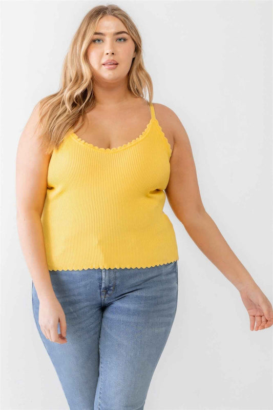 Plus Size Plus Ribbed Ruffle Tank Top – Stylish & Comfortable – men’s fashion, stylish and versatile